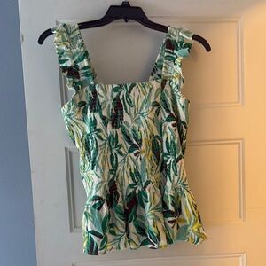 Floral Green Sleeveless Top